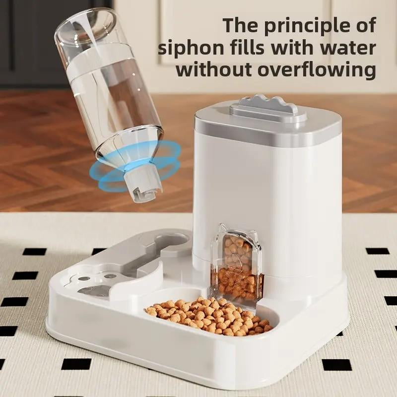 Eco-Friendly Automatic Gravity Pet Diner: One-Piece Food & Water Dispenser for Dogs & Cats – No Electricity Needed – Stylish, Self-Sourcing Feeding Station